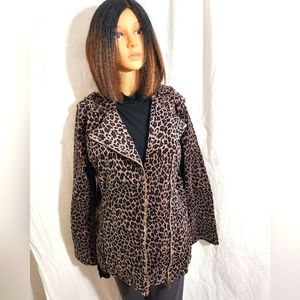 NWOT DG2 by Dianne Gilman Animal print velvet Moto jacket